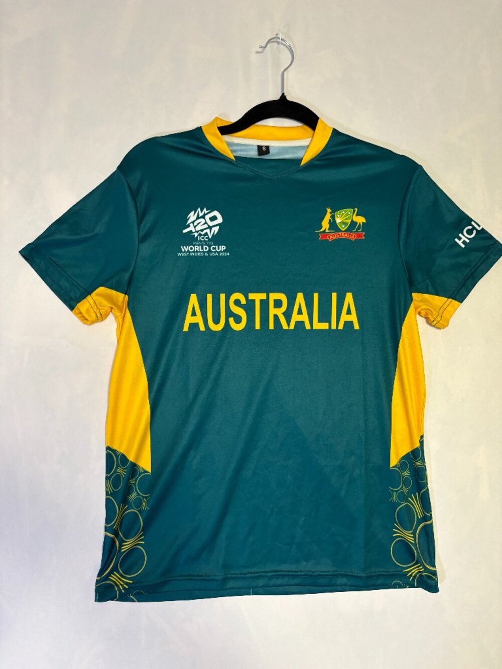 Australia Cricket Jersey 2024 ICC T20 World Cup Green Gold Size S